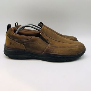 Skechers Relaxed Fit Gel-Infused Memory Foam Men's 10.5 Brown Leather Shoe 64503